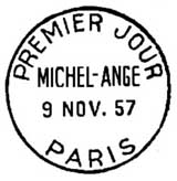 Oblitération 1er jour à Paris le 9 novembre 1957