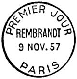 Oblitération 1er jour à Paris au Salon philatélique d'automne le 9 novembre 1957