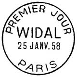 Oblitération 1er jour à Paris le 25 janvier 1958