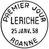Oblitération 1er jour à Roanne le 25 janvier 1958