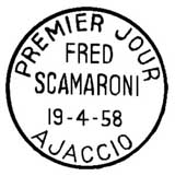 Oblitération 1er jour à Ajaccio le 19 avril 1958