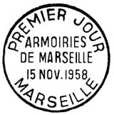 Oblitération 1er jour à Marseille le 15 novembre 1958