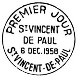 Oblitération 1er jour à Saint-Vincent-de-Paul le 6 décembre 1958