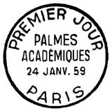 Oblitération 1er jour à Paris le 24 janvier 1959