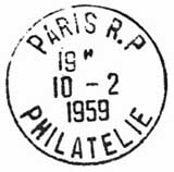 Oblitération 1er jour au Musée Postal le 10 février 1959