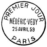 Oblitération 1er jour à Paris le 24 avril 1959