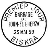 Oblitération 1er jour à Biskra le 23 mail 1959