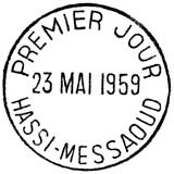 Oblitération 1er jour à Hassi Messaoud le 23 mai 1959