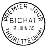 Oblitération 1er jour à Thoirette le 13 juin 1959