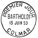 Oblitération 1er jour à Colmar le 13 juin 1959