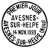 Oblitération 1er jour à Avesnes le 14 novembre 1959