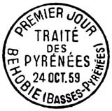 Oblitération 1er jour à Behobie le 24 octobre 1959