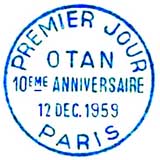 Oblitération 1er jour à Paris le 14 décembre 1959