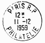 Oblitération 1er jour à Paris le 11 décembre 1959