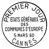 Oblitération 1er jour à Cannes le 5 mars 1960 