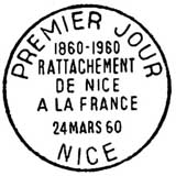 Oblitération 1er jour à Nice le 24 mars 1960 