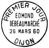 Oblitération 1er jour à Dijon le 26 mars 1960 