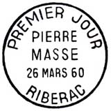 Oblitération 1er jour à Ribérac le 26 mars 1960 