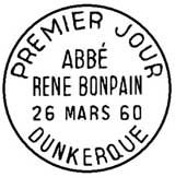 Oblitération 1er jour à Dunkerque le 26 mars 1960 