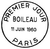 Oblitération 1er jour à Paris le 11 juin 1960 