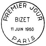 Oblitération 1er jour à Paris le 11 juin 1960 