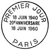 Oblitération 1er jour à Paris le 18 juin 1960 