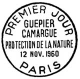 Oblitération 1er jour à Paris le 12 novembre 1960 