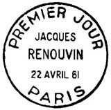 Oblitération 1er jour à Paris le 22 avril 1961