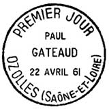 Oblitération 1er jour à Ozolles le 22 avril 1961