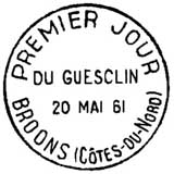 Oblitération 1er jour à Broons le 20 mai 1961