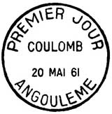 Oblitération 1er jour à Angoulème le 20 mai 1961