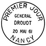 Oblitération 1er jour à Nancy le 20 mai 1961