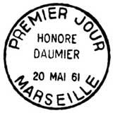 Oblitération 1er jour à Marseille et Paris le 20 mai 1961