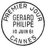Oblitération 1er jour à Cannes le 10 juin 1961