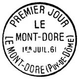 Oblitération 1er jour au Mont Dore le 1 juillet 1961