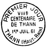 Oblitération 1er jour à Thann le 1 juillet 1961