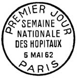 Oblitération 1er jour à Paris le 5 mai 1962