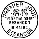 Oblitération 1er jour à Besançon le 19 mai 1962