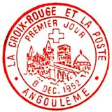 Oblitération 1er jour à Angoulème le 8 décembre 1962