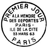 Oblitération 1er jour à Paris le 23 mars 1963
