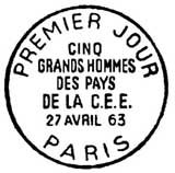 Oblitération 1er jour à Paris le 27 avril 1963