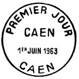 Oblitération 1er jour à Caen le 1 juin 1963