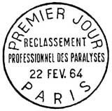 Oblitération 1er jour à Paris le 22 février 1964
