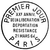 Oblitération 1er jour à Paris le 21 mars 1964