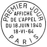 Oblitération 1er jour à Paris le 18 juin 1964