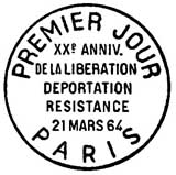 Oblitération 1er jour à Paris le 21 mars 1964
