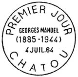 Oblitération 1er jour à Chatou le 4 juillet 1964