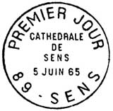 Oblitération 1er jour à Sens le 5 juin 1965