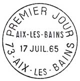 Oblitération 1er jour à Aix-les-Bains le 17 juillet 1965