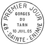Oblitération 1er jour à Sainte-Enimie le 10 juillet 1965